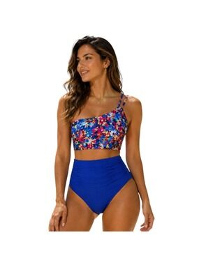 YONIQUE Floral One Shoulder High Waisted Bikini Set NWT Size Large